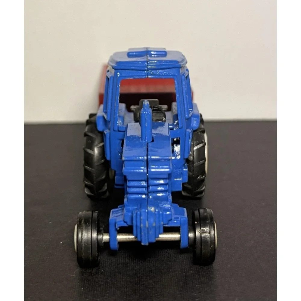 Vtg Blue Farm Boy Tractor Red Farm Trailer TootsieToys Diecast Set, 1950-1990